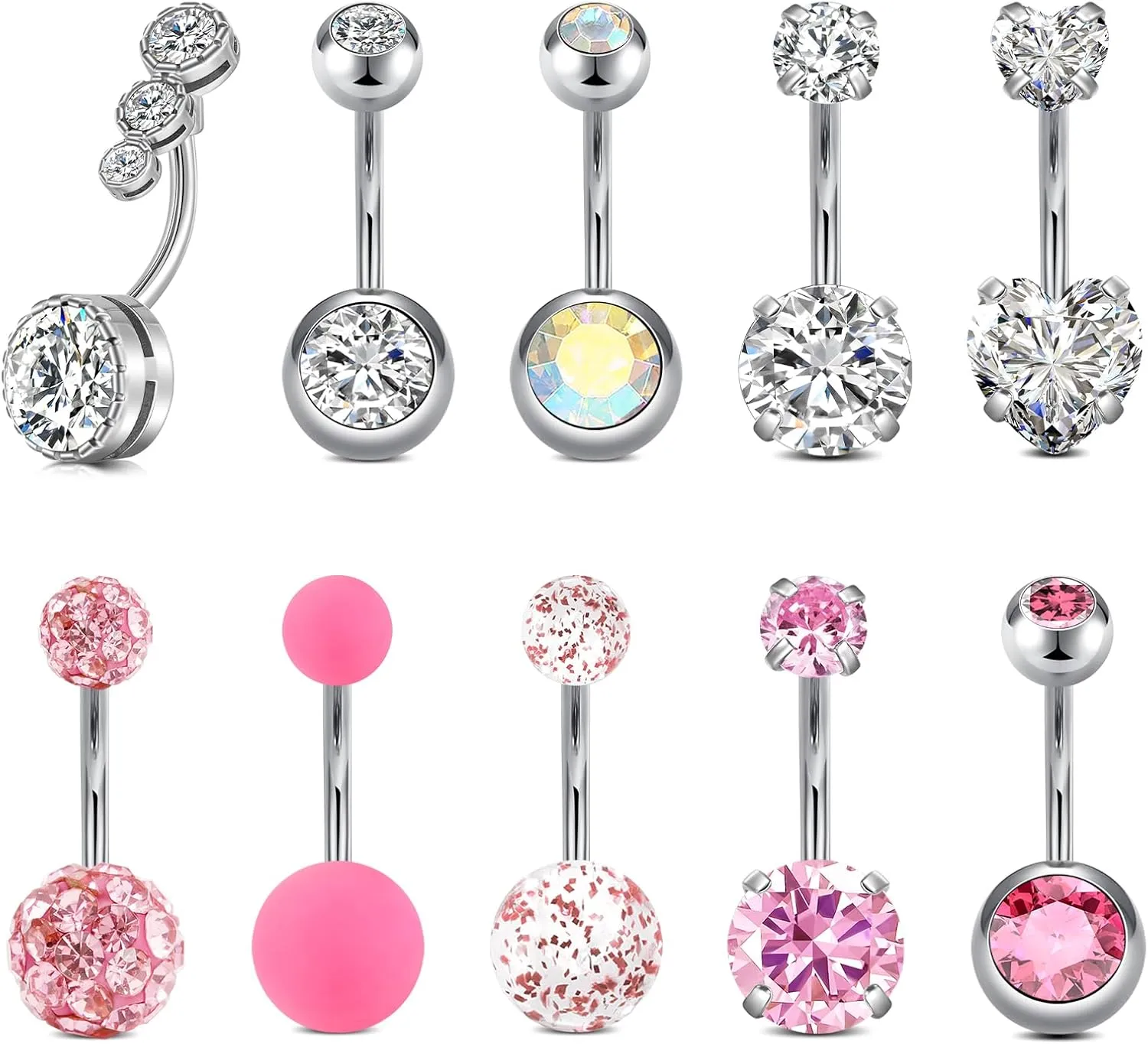 Briana Williams Belly Button Ring Belly Rings Belly Button Piercing Gold Belly Button Ring for Women Clicker Belly Ring Belly Piercing Stainless Steel 14g 10mm Blley Navel Rings Piercing Jewelry