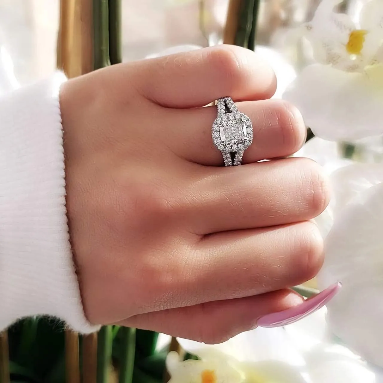Bridal Set 1-3 Carat (ctw) 5A Cubic Zirconia engagement rings for women Platinum Plated Silver ring Cubic Zirconia rings