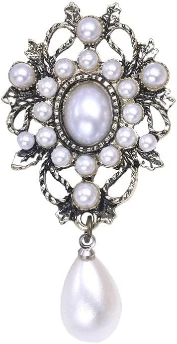 Brooch Pin for Women Imitation Pearl Charming Antique Copper Drop Brooch Pin Women Mujer Bijoux Gift Jewelry Christmas Brooches