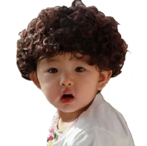 Brown Short Curly Wavy Wigs for Kids Child Costume Cosplay Wig Hair Adjustable Synthetic Heat Resistant (Brown)