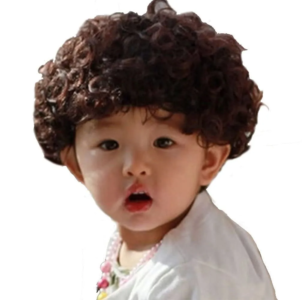 Brown Short Curly Wavy Wigs for Kids Child Costume Cosplay Wig Hair Adjustable Synthetic Heat Resistant (Brown)