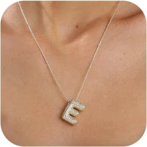 Bubble Gold Letter Necklace for Women Teen Dainty Balloon Initial Necklaces 14K Gold Plated Alphabet Pendant Necklace Personalized Trendy Jewelry Gift