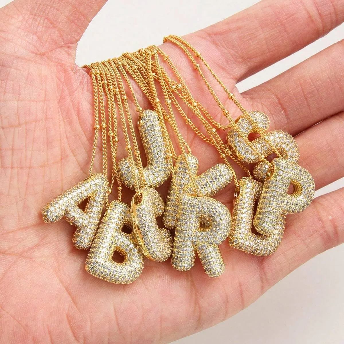 Bubble Gold Letter Necklace for Women Teen Dainty Balloon Initial Necklaces 14K Gold Plated Alphabet Pendant Necklace Personalized Trendy Jewelry Gift