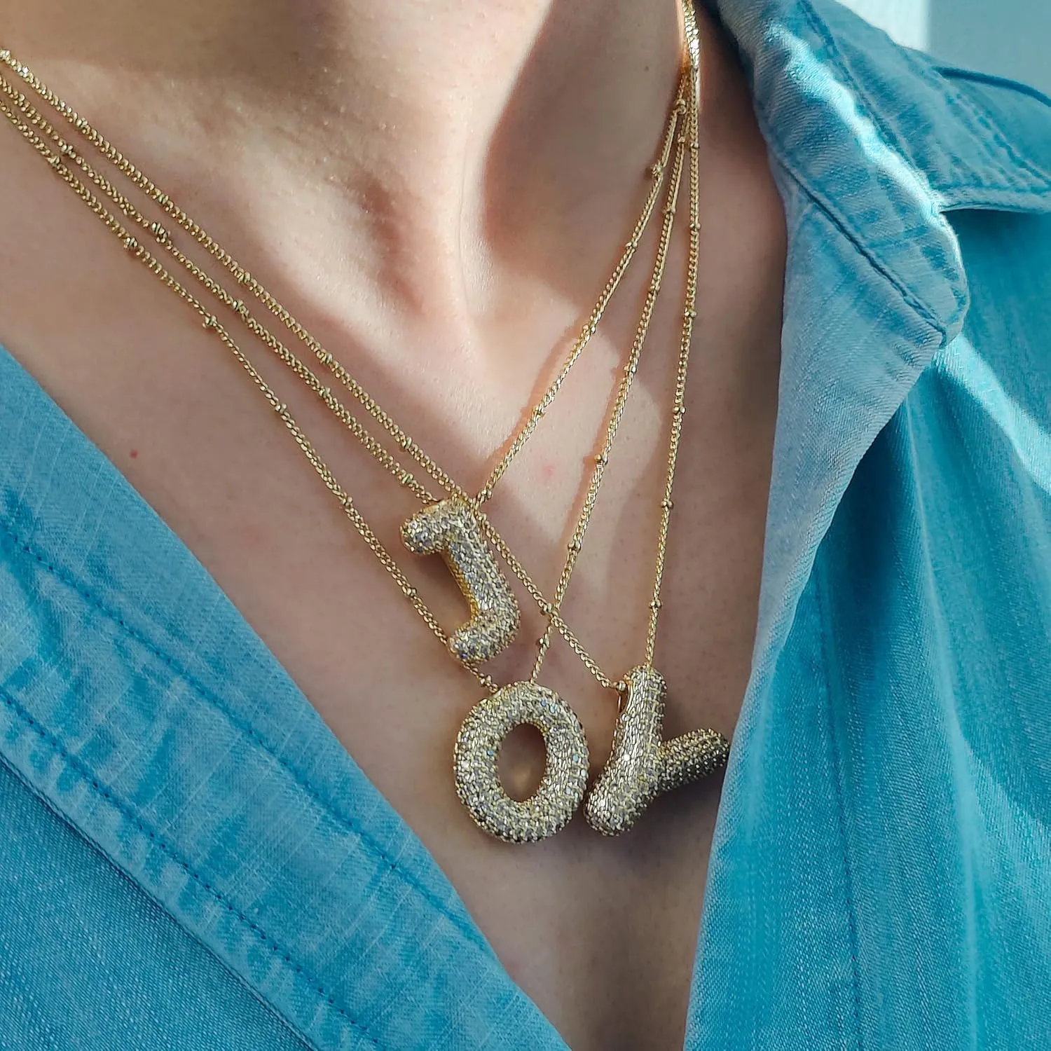 Bubble Gold Letter Necklace for Women Teen Dainty Balloon Initial Necklaces 14K Gold Plated Alphabet Pendant Necklace Personalized Trendy Jewelry Gift