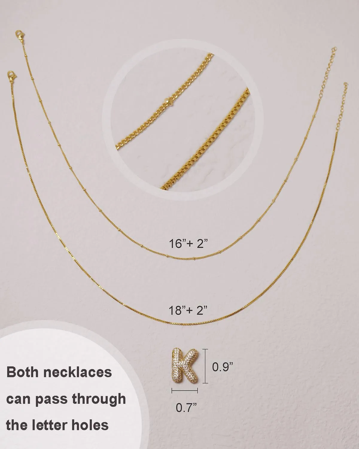 Bubble Letter Necklace, 18K Gold Plated Layered Balloon A-Z Initial Necklace for Women, Chunky Letter Pendant Necklace Dainty Jewelry Gift