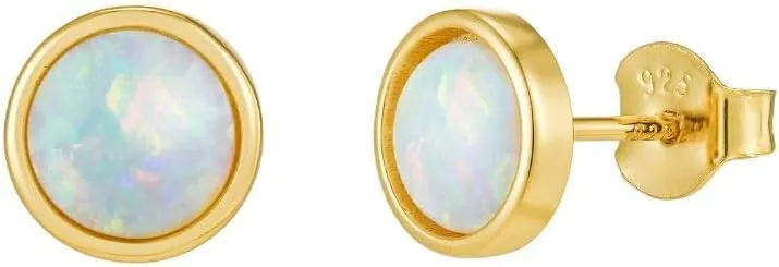 CAITLYNMINIMALIST Dainty Timeless Gemstone Studs Cubic Zirconia Minimalist Earrings 925 Sterling Silver, 18K Gold Gift for Women