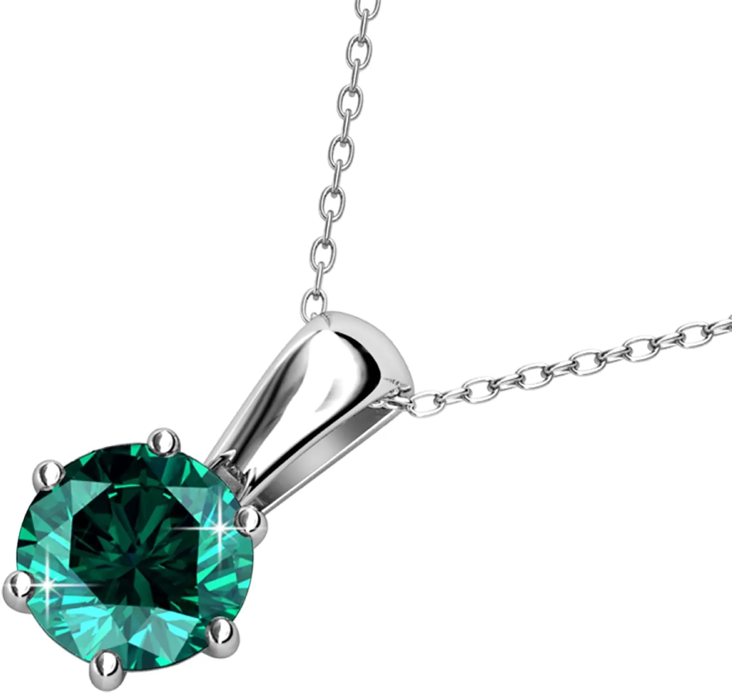 Cate & Chloe 18k White Gold Plated Birthstone Necklaces for Women, Silver Necklace for Women, White Gold Pendant Necklace with Round Cut Solitaire Crystals, Fashion Jewelry for Women