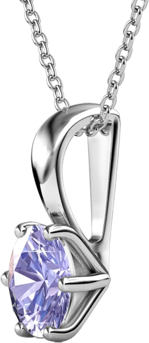 Cate & Chloe 18k White Gold Plated Birthstone Necklaces for Women, Silver Necklace for Women, White Gold Pendant Necklace with Round Cut Solitaire Crystals, Fashion Jewelry for Women