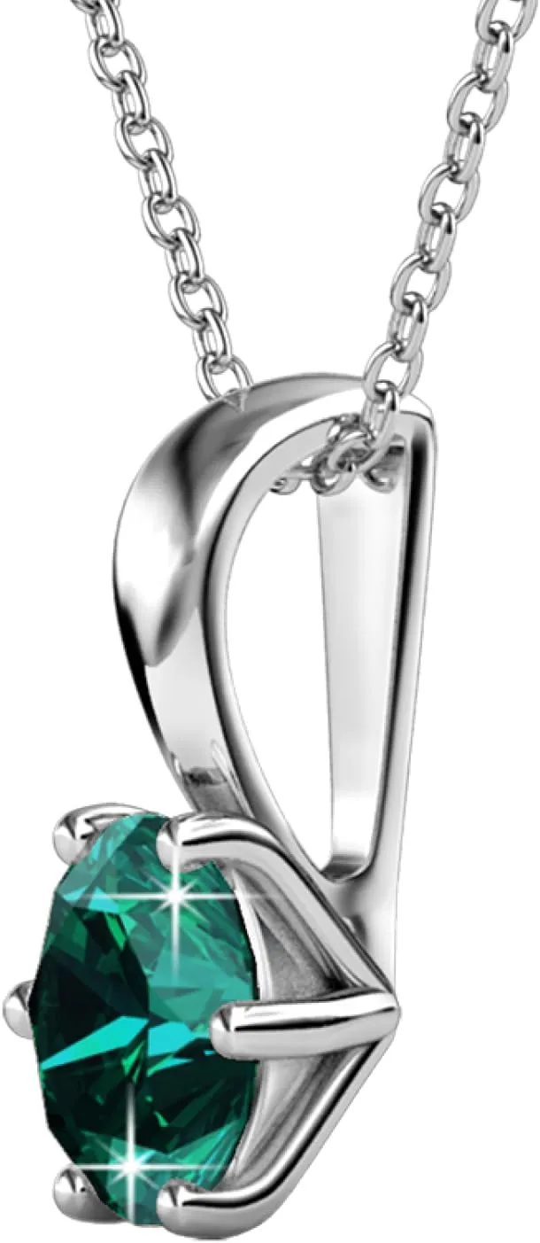 Cate & Chloe 18k White Gold Plated Birthstone Necklaces for Women, Silver Necklace for Women, White Gold Pendant Necklace with Round Cut Solitaire Crystals, Fashion Jewelry for Women