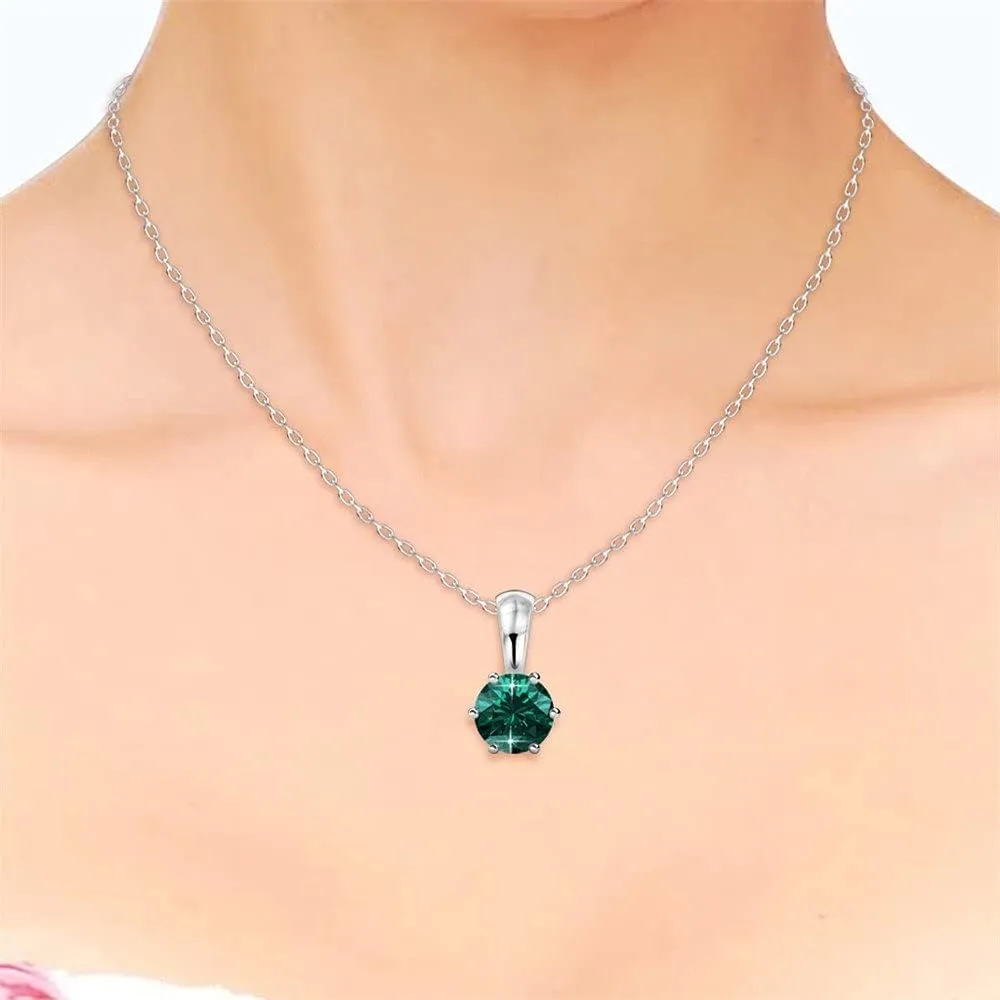 Cate & Chloe 18k White Gold Plated Birthstone Necklaces for Women, Silver Necklace for Women, White Gold Pendant Necklace with Round Cut Solitaire Crystals, Fashion Jewelry for Women