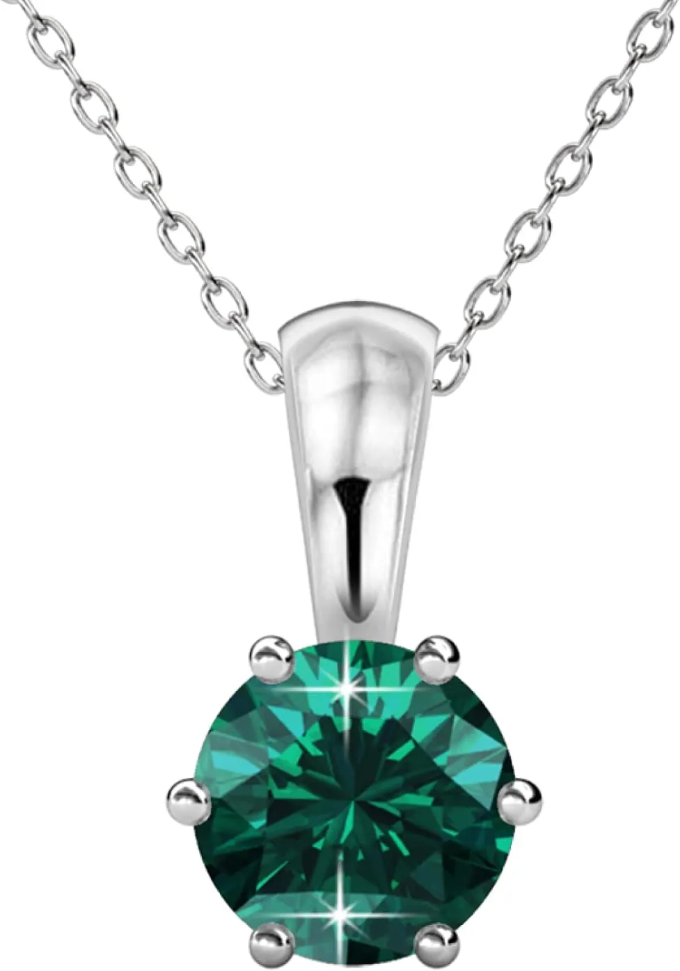 Cate & Chloe 18k White Gold Plated Birthstone Necklaces for Women, Silver Necklace for Women, White Gold Pendant Necklace with Round Cut Solitaire Crystals, Fashion Jewelry for Women