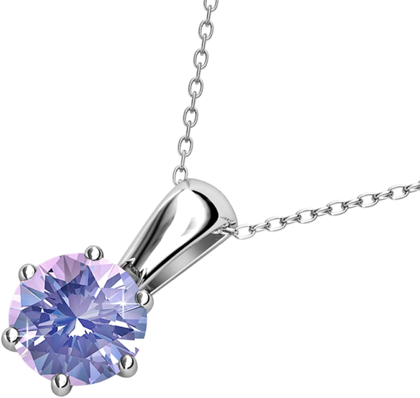 Cate & Chloe 18k White Gold Plated Birthstone Necklaces for Women, Silver Necklace for Women, White Gold Pendant Necklace with Round Cut Solitaire Crystals, Fashion Jewelry for Women