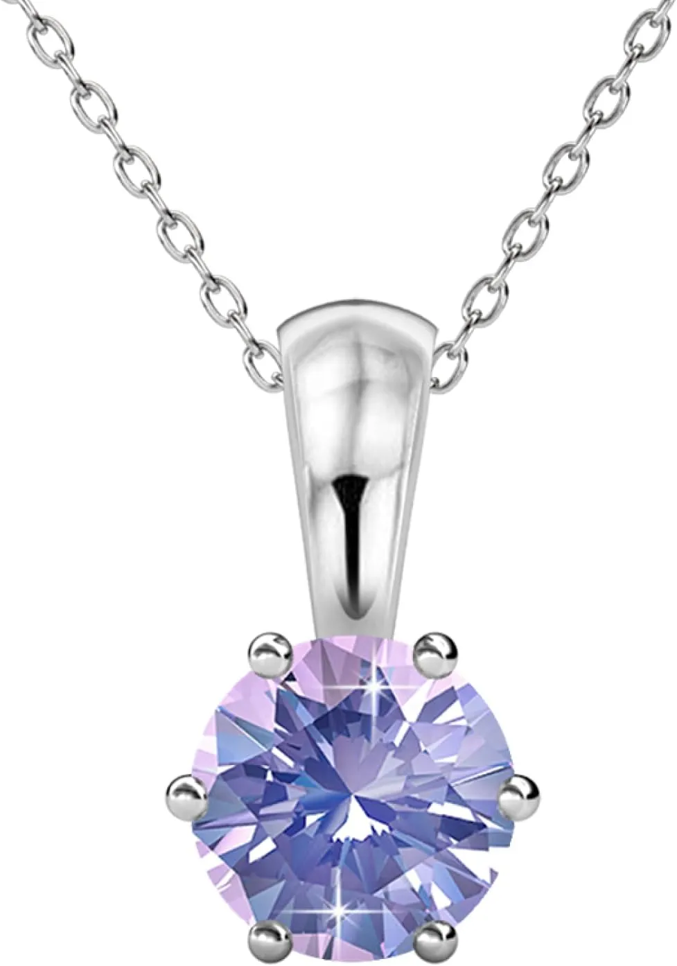 Cate & Chloe 18k White Gold Plated Birthstone Necklaces for Women, Silver Necklace for Women, White Gold Pendant Necklace with Round Cut Solitaire Crystals, Fashion Jewelry for Women