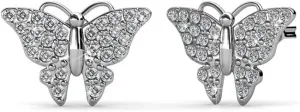 Cate & Chloe Everlee Spirited White Gold Butterfly Earrings, 18k Gold Plated Studs with Crystals, Butterfly Stud Earring Set with Pave Stone Crystals
