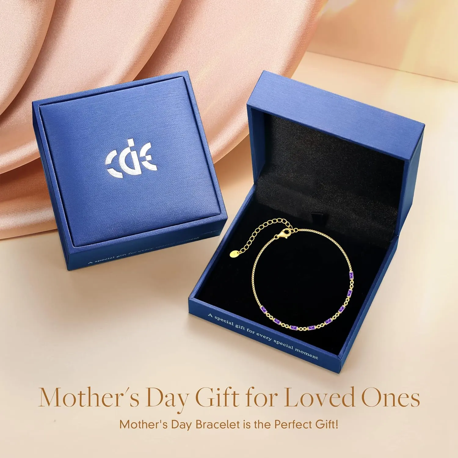 CDE 925 Sterling Silver Birthstone Bracelets for Women Dainty Simple Link Charm Infinity Tennis Bracelet Birthday Anniversary Valentine's Mother's Day Gifts for Mom Wife Her, Chain Length 6.7 1.6