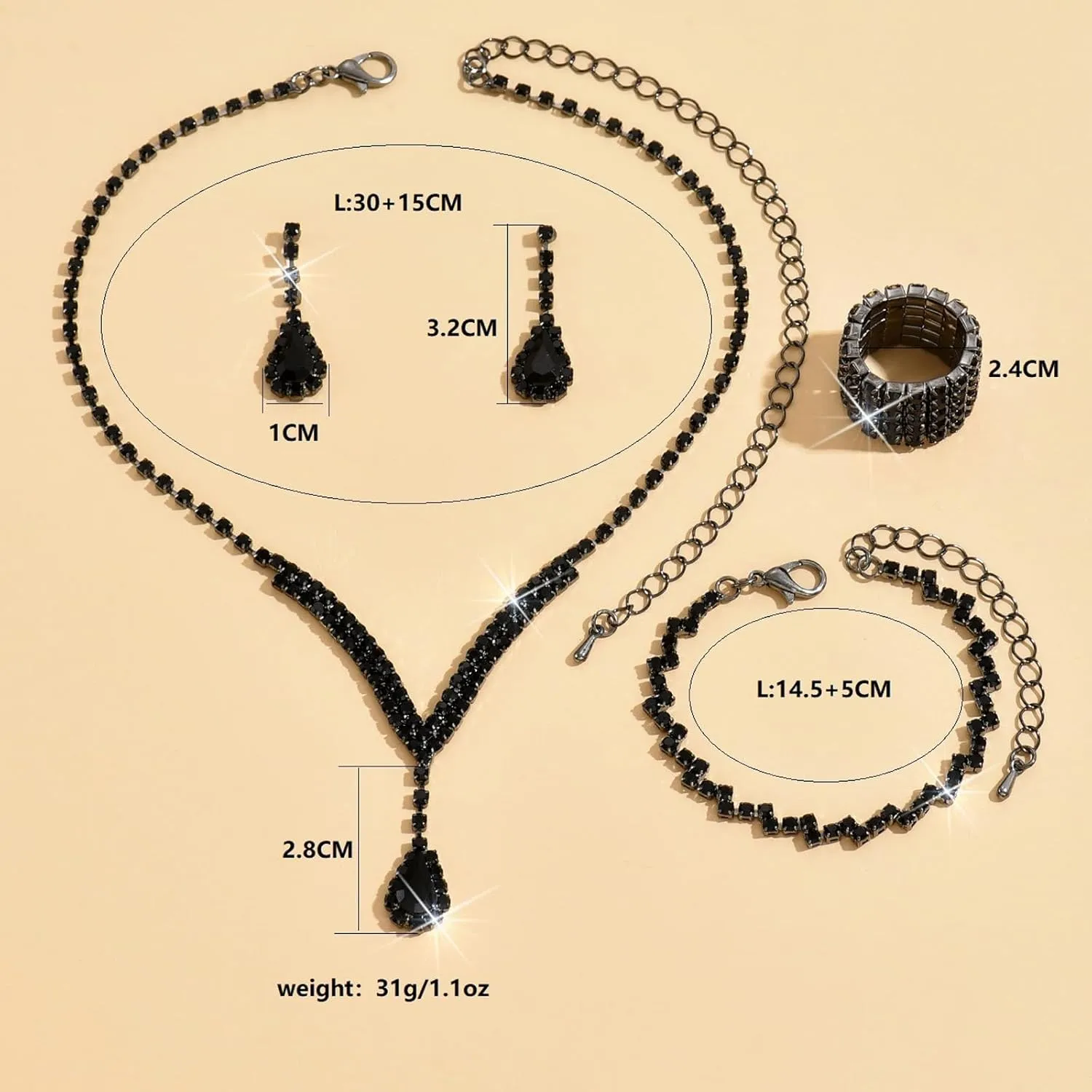 choice of all Wedding Jewelry Set for Brides Bridesmaids Silver Rhinestone Necklace Earrings Bracelet Sets Formal Costume Jewelry Prom Jewelry Sets for Women