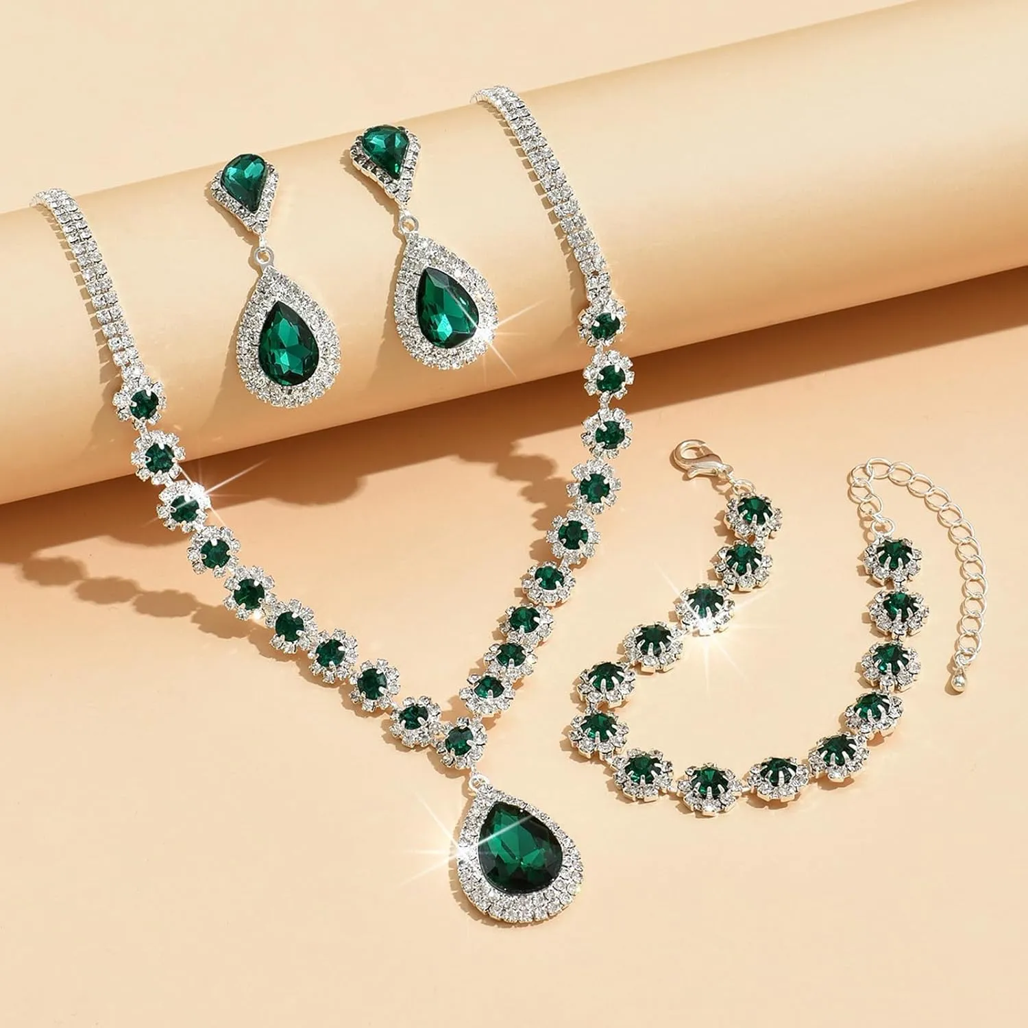 choice of all Wedding Jewelry Set for Brides Bridesmaids Silver Rhinestone Necklace Earrings Bracelet Sets Formal Costume Jewelry Prom Jewelry Sets for Women