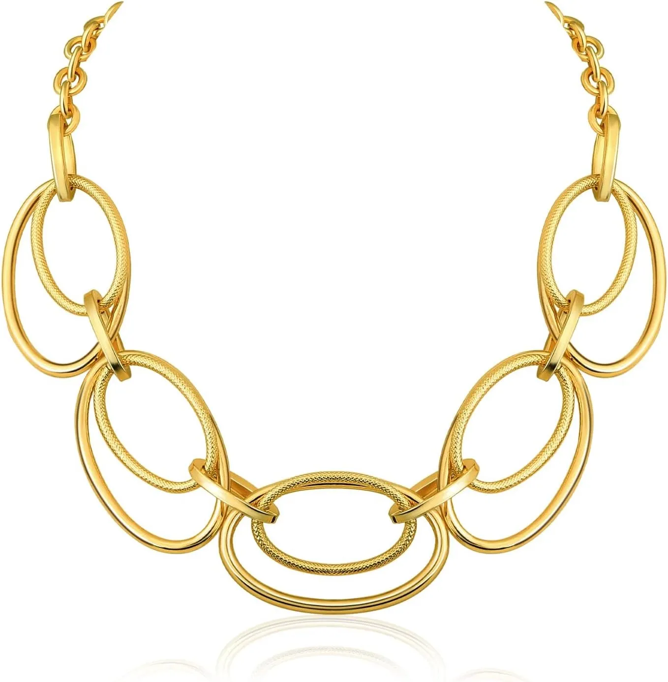 Chunky Gold Necklace for Women: 14k Gold Plated Loop Chain Link Statement Choker Necklace for Women - Chunky Fashion Pendant Jewelry