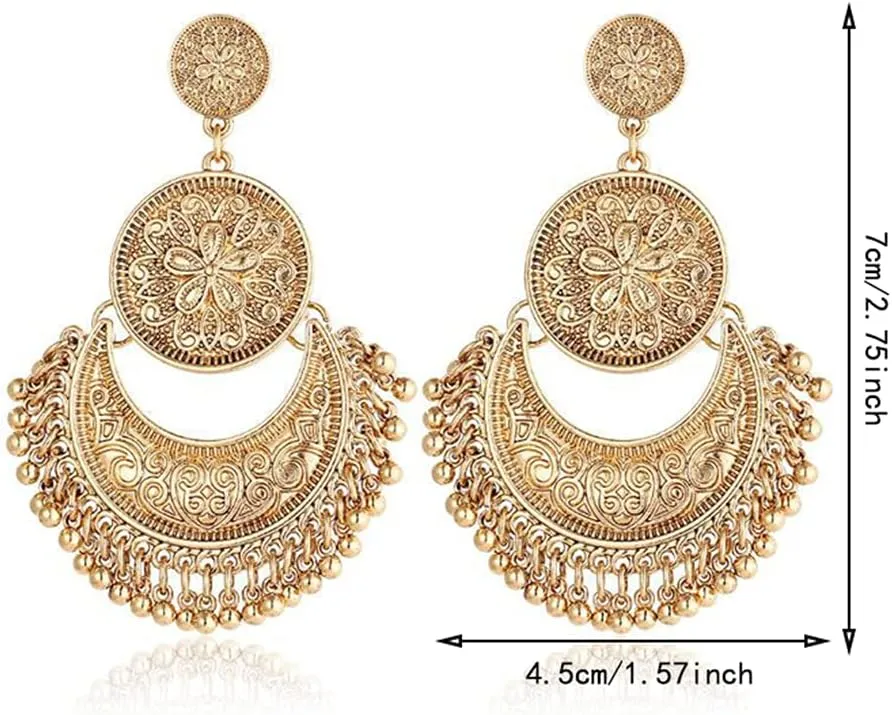 CHUNYANAN Bohemian Ethnic Retro Style Gold Tassel Dangle Drop Earrings For Women personalized Mexico Gypsy Dangle Earrings Jewelry