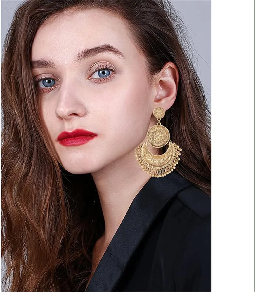 CHUNYANAN Bohemian Ethnic Retro Style Gold Tassel Dangle Drop Earrings For Women personalized Mexico Gypsy Dangle Earrings Jewelry