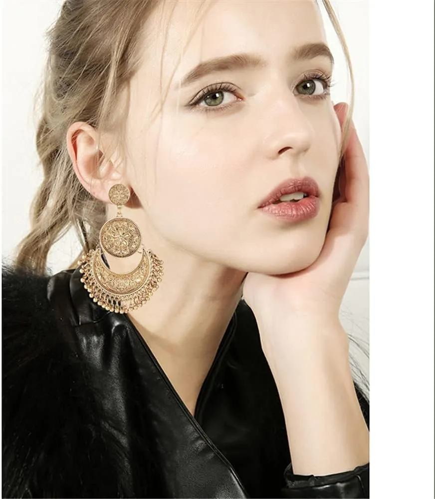 CHUNYANAN Bohemian Ethnic Retro Style Gold Tassel Dangle Drop Earrings For Women personalized Mexico Gypsy Dangle Earrings Jewelry
