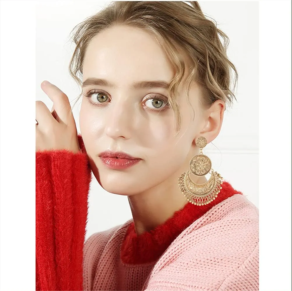 CHUNYANAN Bohemian Ethnic Retro Style Gold Tassel Dangle Drop Earrings For Women personalized Mexico Gypsy Dangle Earrings Jewelry