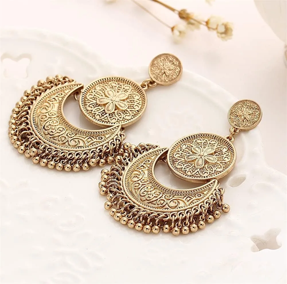 CHUNYANAN Bohemian Ethnic Retro Style Gold Tassel Dangle Drop Earrings For Women personalized Mexico Gypsy Dangle Earrings Jewelry