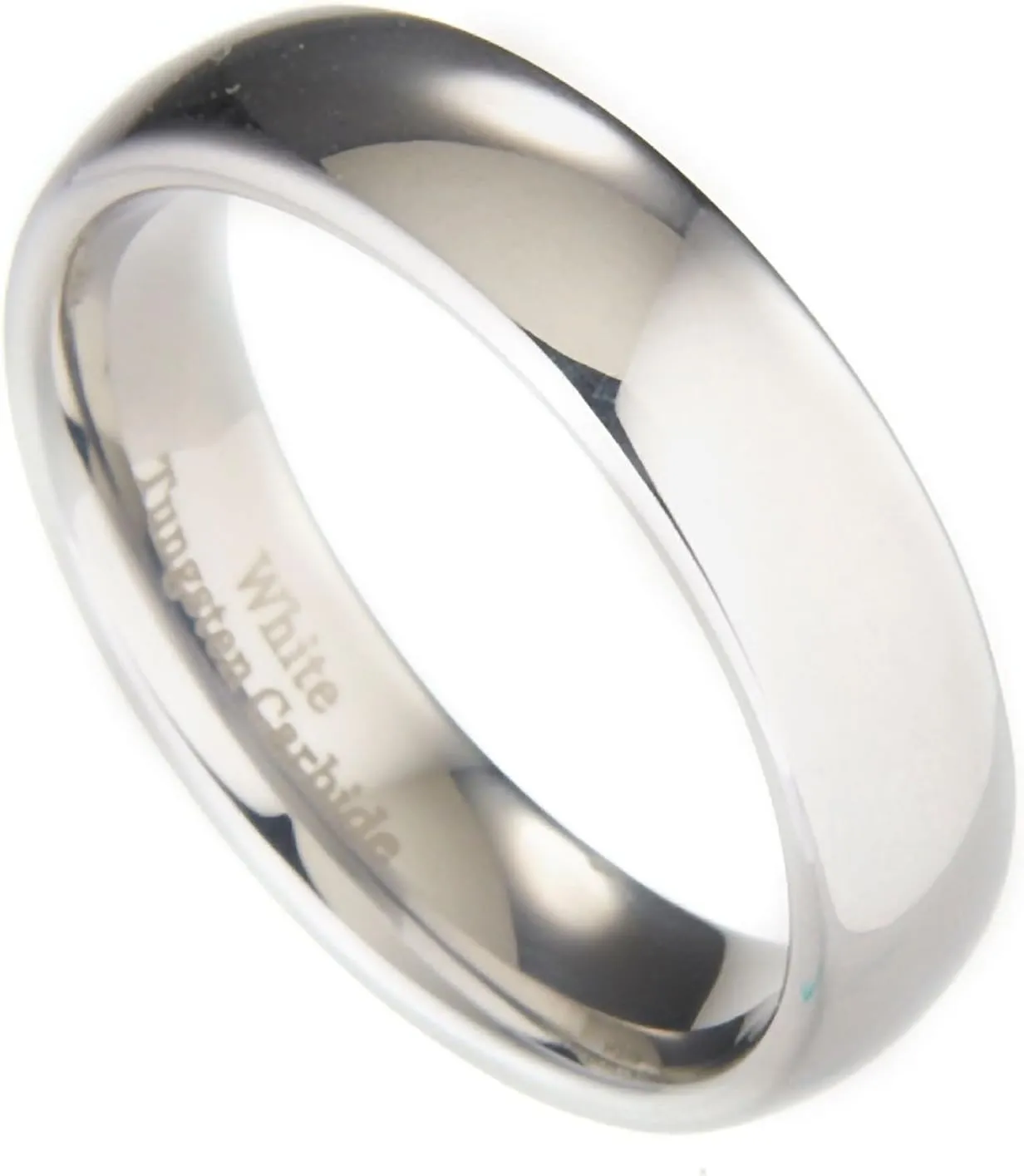 Classic Mirror Polished White Tungsten Carbide 2mm to 10mm COMFORT FIT Wedding Band Ring