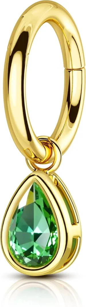 COCHARM 14G Clicker Belly Button Rings Gold Plated Belly Navel Rings for Women Dangle Green CZ Belly Navel Piercing Jewelry Stainless Steel