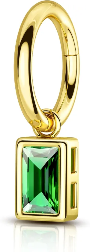 COCHARM 14G Clicker Belly Button Rings Gold Plated Belly Navel Rings for Women Dangle Green CZ Belly Navel Piercing Jewelry Stainless Steel