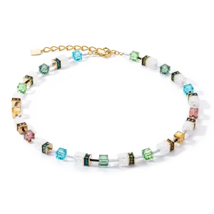 Coeur De Lion GeoCUBE® Iconic Statement Gold Multicolour Necklace