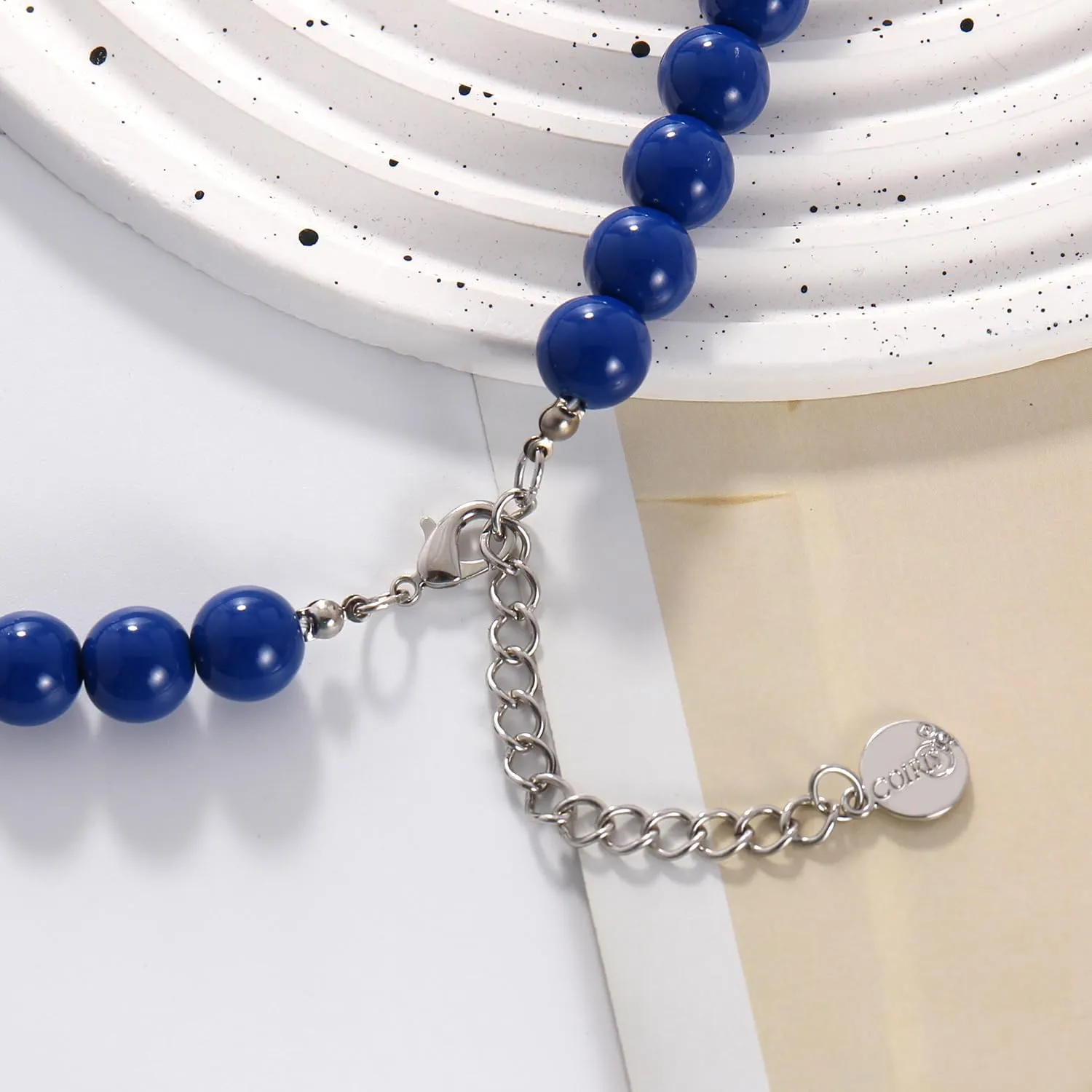 Coiris Chunky Acrylic Beads Strand Necklaces Set,Statement Geometric Beads Necklace Earrings,Acrylic African Beaded Necklace for Accessory Jewelry