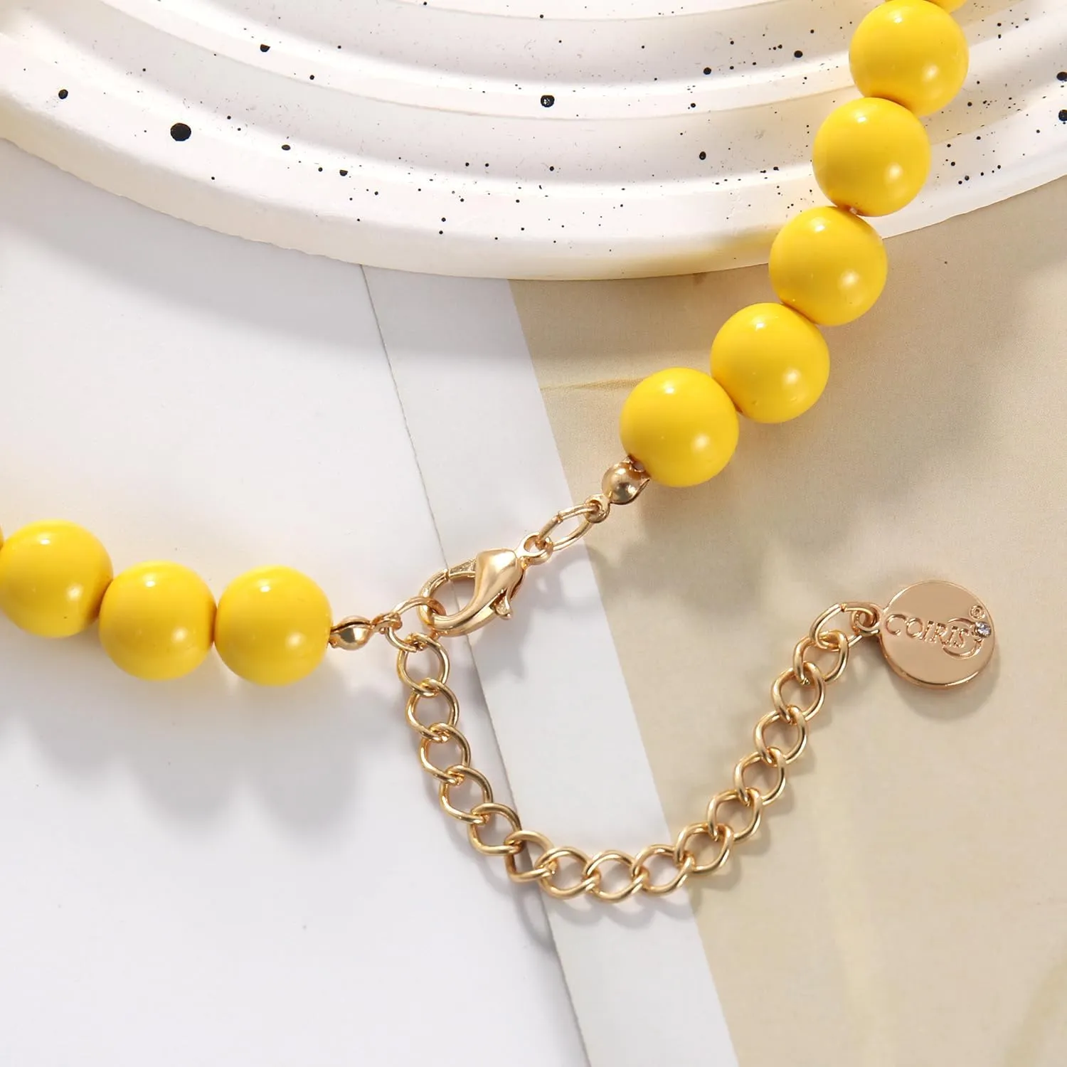 Coiris Chunky Acrylic Beads Strand Necklaces Set,Statement Geometric Beads Necklace Earrings,Acrylic African Beaded Necklace for Accessory Jewelry