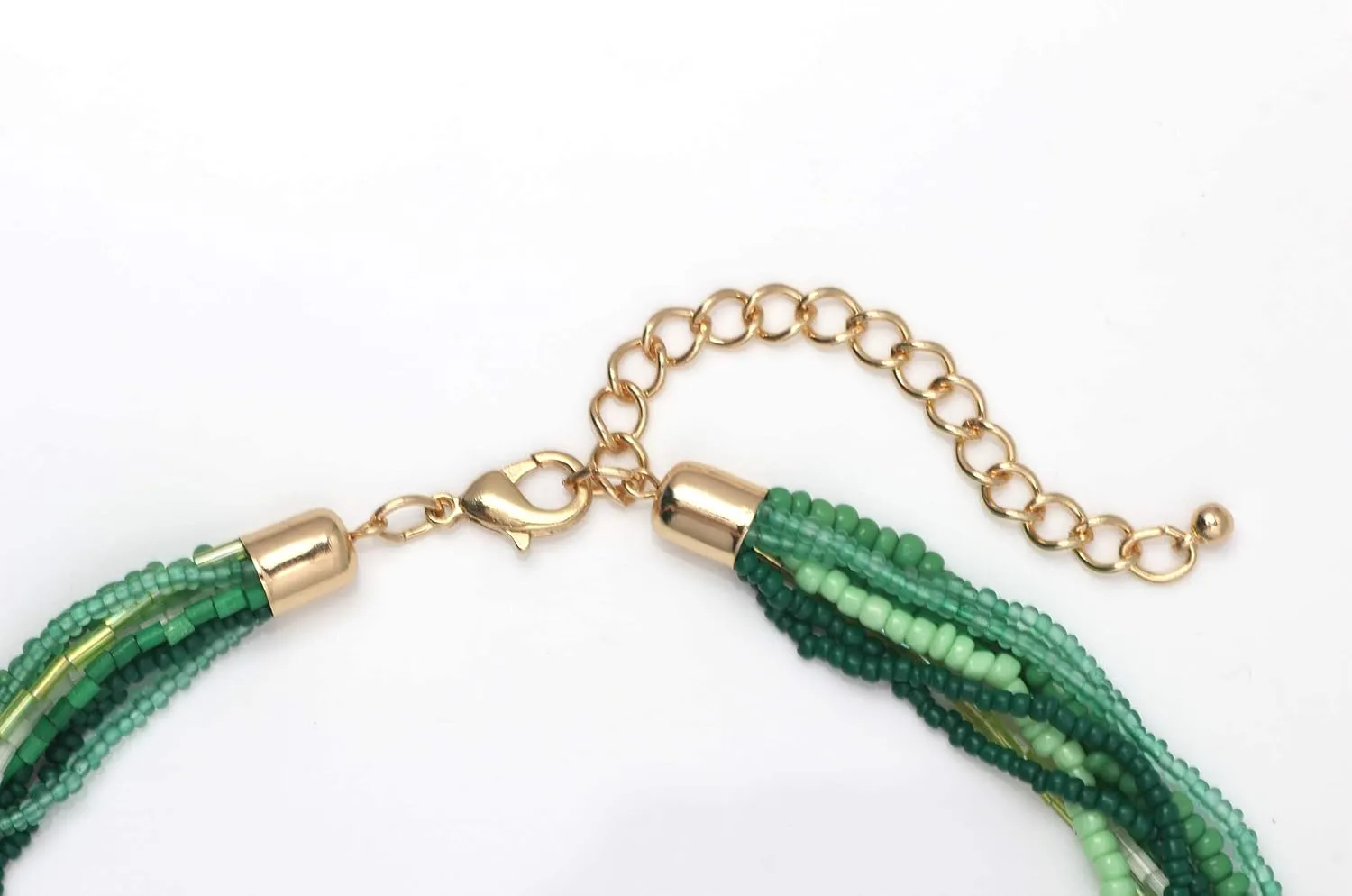 Coiris Multi Strand Statement Colorful Beaded Necklace with Big Circle Shell Pendant for Women