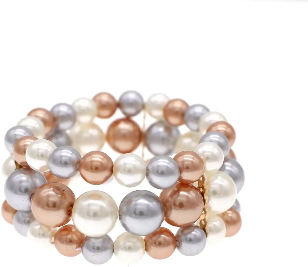 Colorful Faux Pearls Neckalce Set for Women Layered Chunky Pearl Necklaces Earrings Bracelet 1920s Costume Pearl Jewelry Set