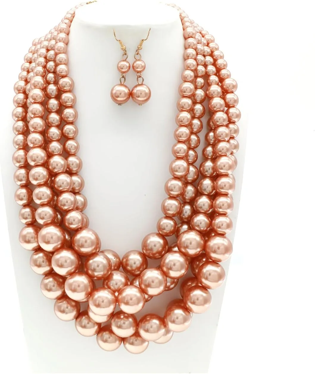 Colorful Faux Pearls Neckalce Set for Women Layered Chunky Pearl Necklaces Earrings Bracelet 1920s Costume Pearl Jewelry Set