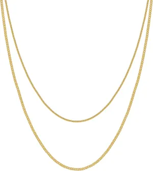 Cowlyn Herringbone Flat Snake Necklace,14K Gold Plated Satellite Bead Choker Layered Chain Necklaces for Women Girl Gifts Dainty Jewelry