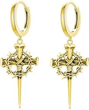 Cross Earrings for Men 925 Sterling Silver Cross Hoop Earrings Hypoallergenic Cross Jewelry Gifts for Men