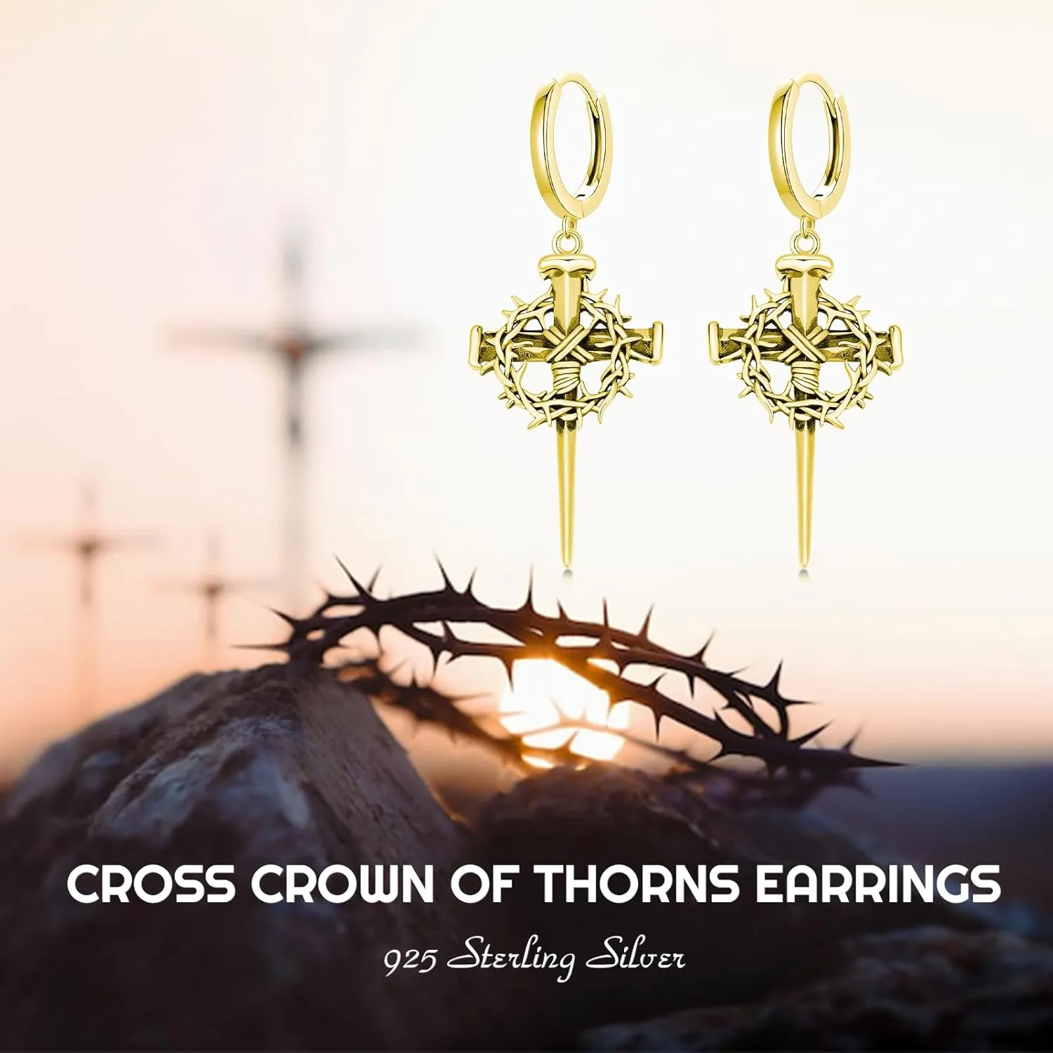 Cross Earrings for Men 925 Sterling Silver Cross Hoop Earrings Hypoallergenic Cross Jewelry Gifts for Men