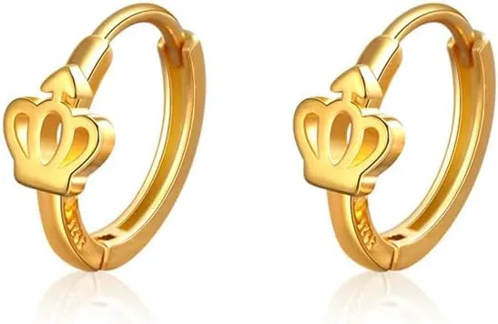 Crown Small Hoop Earrings for Women S925 Sterling Silver Dainty Huggie Hoops Earrings Minimalist Princess Crown Cartilage Earrings Christmas Hypoallergenic Ear Jewelry