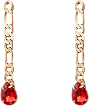 Crystal Colorful Waterdrop Long Dangle Earrings for Women Geometric Cuban Chain Statement Ear Pendants Party Costume Jewelry