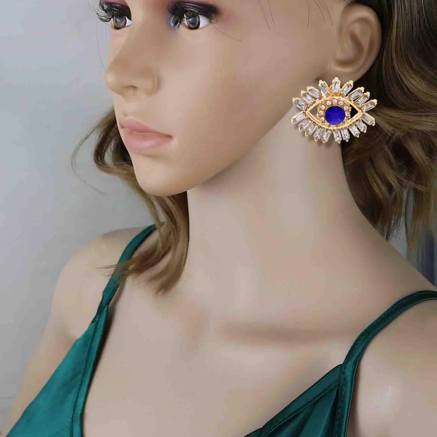 Crystal Evil Eyes Drop Earrings Fashion Unique Abstract Eyes Rhinestone Dangle Earring for Women Exaggerated Jewelry