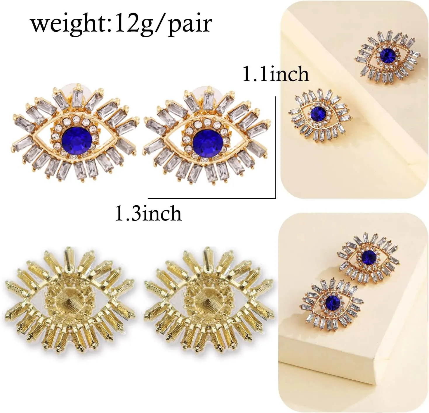 Crystal Evil Eyes Drop Earrings Fashion Unique Abstract Eyes Rhinestone Dangle Earring for Women Exaggerated Jewelry