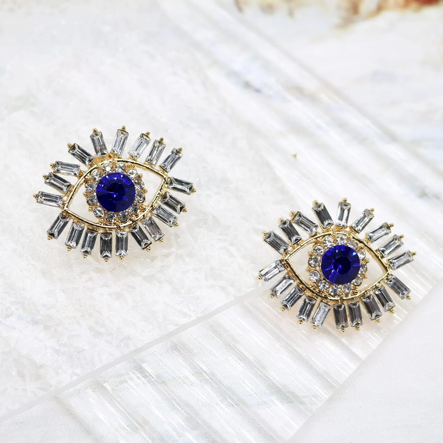 Crystal Evil Eyes Drop Earrings Fashion Unique Abstract Eyes Rhinestone Dangle Earring for Women Exaggerated Jewelry