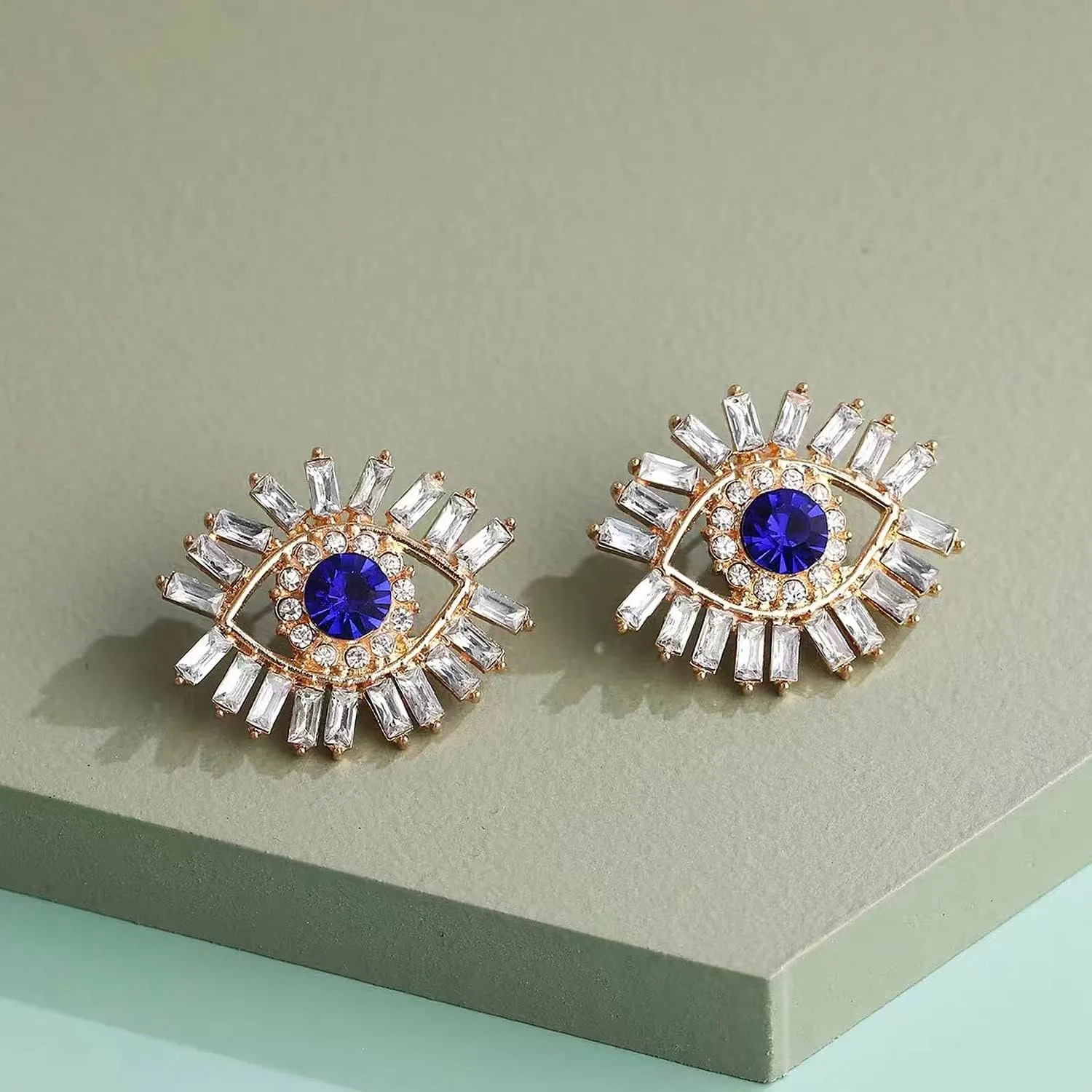 Crystal Evil Eyes Drop Earrings Fashion Unique Abstract Eyes Rhinestone Dangle Earring for Women Exaggerated Jewelry