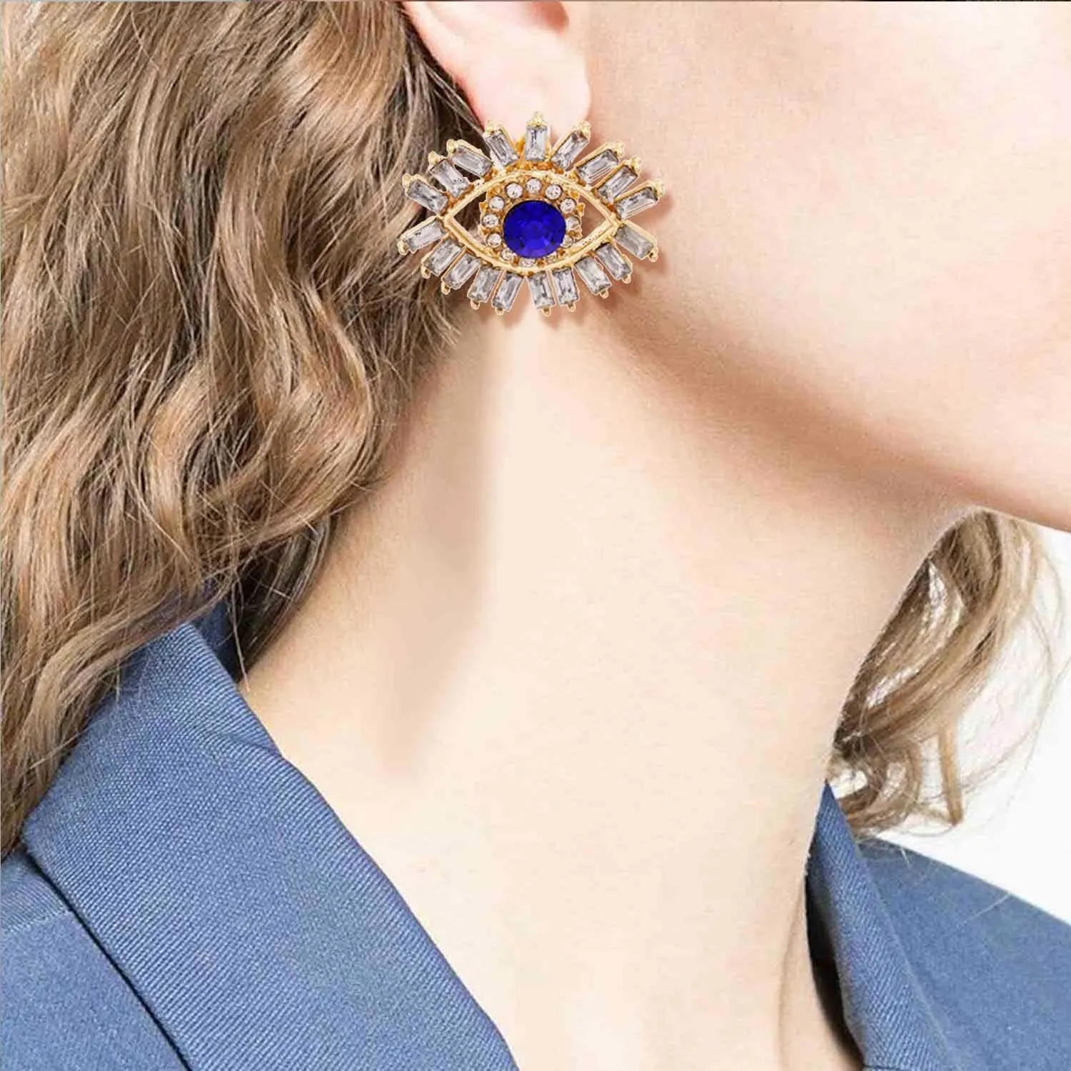 Crystal Evil Eyes Drop Earrings Fashion Unique Abstract Eyes Rhinestone Dangle Earring for Women Exaggerated Jewelry