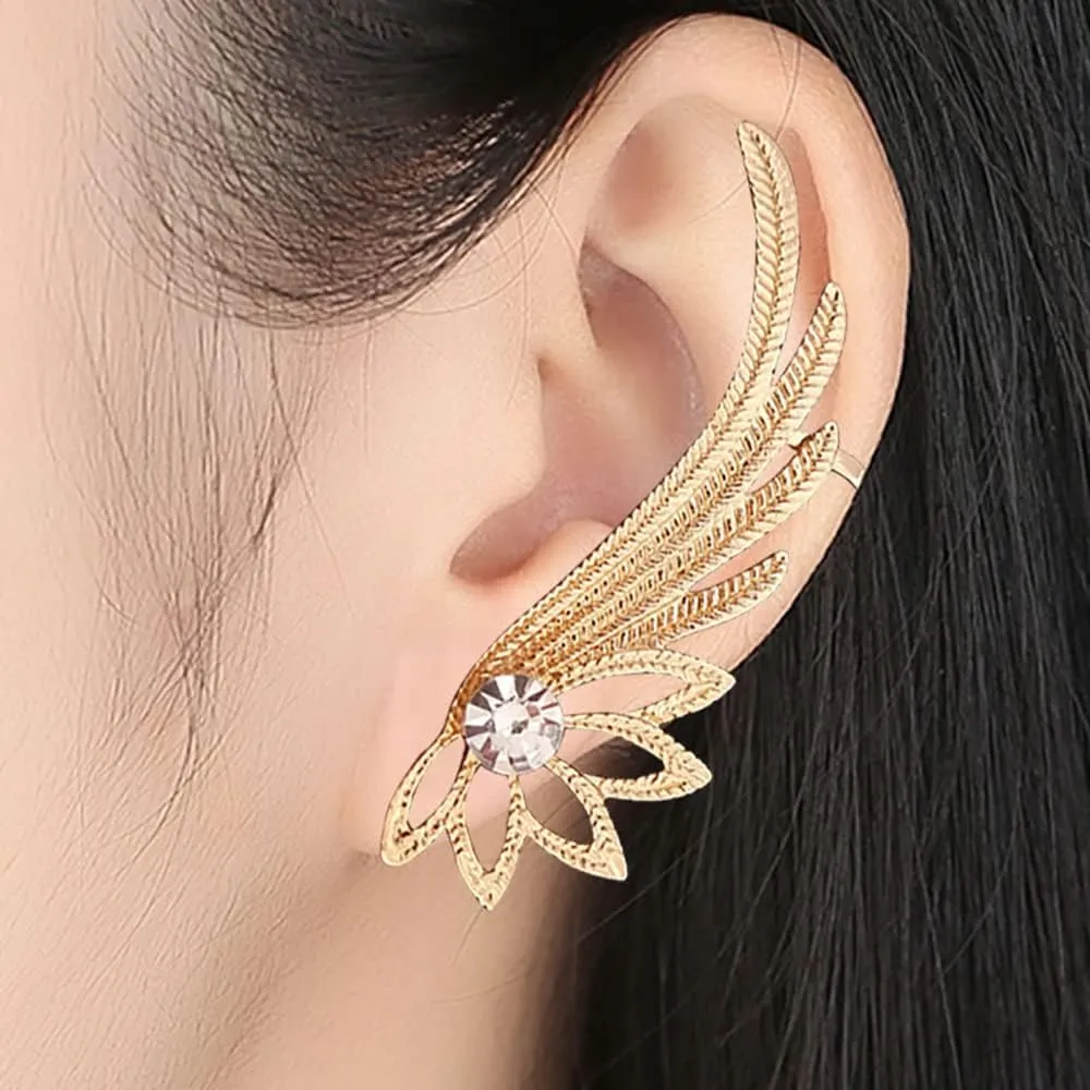 CSIYANJRY99 2 PCS Ear Cuff Crawler Earrings for Women,14K Gold Plated Zircon Elven Ear Cuffs Hypoallergenic Piercing Ear Cuff Earrings