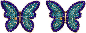 CSIYANJRY99 Blue Crystal Butterfly Earrings Studs for Women,Boho Elegant Charming Butterfly Earrings Jewelry