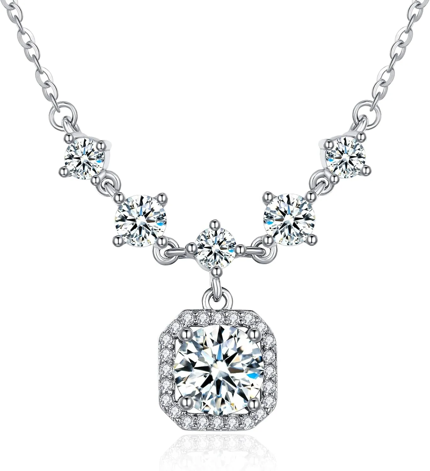 Cubic Zirconia Pendant Necklace for Women,Dainty Sterling Silver Jewelry Gifts for Women And Friends