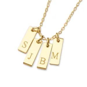 Custom Small Rectangle Bar Necklace, Kids Initials, Children, Mother's Family Jewelry, Pendants, Gold Filled, Rose, Sterling Silver (CG279N_4X13).